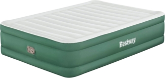 Bestway Toughlite TPU-Doppelluftbett mit integrierter Elektropumpe, 203 x 152 x 46 cm, 2 Personen, bis 300 kg, I-Beam-Konstruktion, PVC-frei, Geflockte Oberfläche, Luftrahmen, Tasche, Innengebrauch