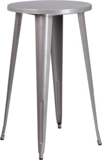 Flash Möbel 61 cm rund Metall Indoor-Outdoor Bar Höhe Tisch, Metall, Silber, 101.6x66.040000000000006x12.7 cm