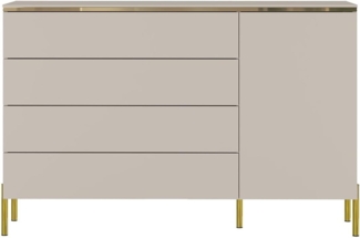 Vente-unique - Kommode mit 4 Schubladen & 1 Tür - Beige & Goldfarben - VUKIA von Pascal Morabito