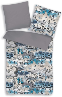 MTOnlinehandel Bettwäsche Graffiti 100 % Baumwolle, Renforcé, 2 teilig, moderne Bettwäsche in zwei Größen für Kinder und Teenager