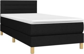 vidaXL Boxspringbett mit Matratze Schwarz 100x200 cm Stoff 3140675