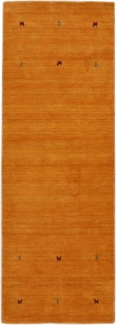 carpetfine Wollteppich Gabbeh Uni, reine Wolle, Gelb, 60x180 cm, rechteckig