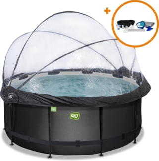 EXIT Framepool »Black Leather Pool« (Set), mit Sandfilterpumpe und Abdeckung und Zubehörset - schwarz