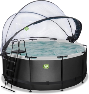 EXIT Framepool »Black Leather Pool« (Set), mit Sandfilterpumpe und Abdeckung und Zubehörset - schwarz