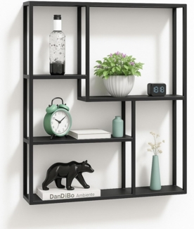 DanDiBo Wandregal Schwarz Metall 90x75x20 cm 96635 Regal Wand Hängeregal Wandmontage Modern