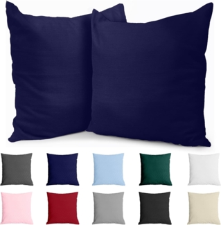 Dreamzie Kissenbezug 80x80 (Set mit 2) - 100% Jersey Baumwolle 150 g/qm Kissenbezüge -Dunkelblau - Für Kissen 80x80 cm - Kissenhülle - Kissenbezug - Resistent und Hypoallergen