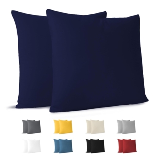 Dreamzie Kissenbezug 80x80 (Set mit 2) - 100% Jersey Baumwolle 150 g/qm Kissenbezüge -Dunkelblau - Für Kissen 80x80 cm - Kissenhülle - Kissenbezug - Resistent und Hypoallergen