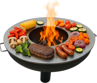 SOUK ONE Feuerplatte Plancha Feuerring aus Edelstahl 4mm, Grillplatte passend für Feuertonne 60 cm (Lieferung ohne Feuerschale)