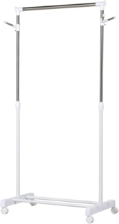 HOMCOM Kleiderständer mit Kleiderstange, Haken, Regal, (höhenverstellbar Garderobenständer, 1 St, Garderobe), aus Metall, Edelstahl für Schlafzimmer, Waschküche, Weiß