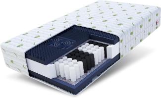 Matratze 80x200 cm Taschenfederkern NOIR 7 Zonen H3 H4 23 cm HR Schaum ALOEVERA Bezug