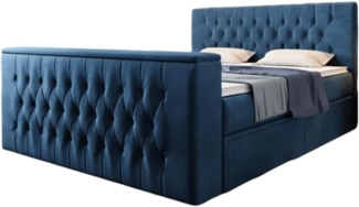 Boxspringbett Vulnero mit TV Lift und Stauraum (2 Schubladen) 160x200 Blau H2 (bis 70kg)