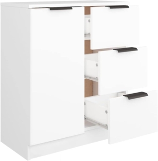 Shally Dogan Sideboard aus weißem Holz mit 1 Tür 3 Schubladen, Kommode Konsole, platzsparend, Mehrzweckschrank, ideal für Eingang, Wohnzimmer, Badezimmer, Büro, Metallgriffe, 60 x 30 x 70 cm (Weiß)