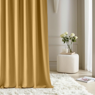 ROOM99 Vorhang mit Kräuselband Aura 140x230 cm Breite x Höhe Schiebegardinen Deko Modern Curtain Gardine Wohnzimmer Schlafzimmer Senf, 1 Stück