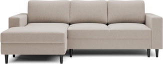 Selsey - Nalika L-förmiges Eckschlafsofa mit Stauraum, beige, hydrophober Velours, linksseitig