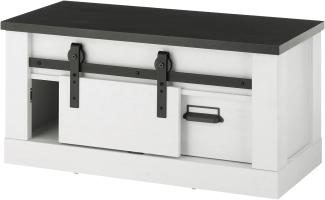 Garderobe Sitzbank Stove in weiß Pinie und anthrazit Landhaus 93 x 46 cm