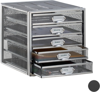 relaxdays Schubladenbox A4 mit 5 Fäch, silber