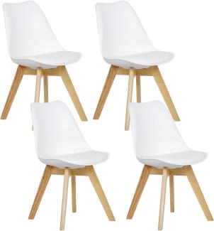 WOLTU® 4er Set Esszimmerstühle Küchenstuhl Design Stuhl Esszimmerstuhl Kunstleder Holz Weiß BH29ws-4