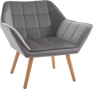 HOMCOM Relaxsessel Relaxstuhl Sessel in Samtoptik (Ohrensessel, 1-St, Einzelsessel), Polyester skandinavisch Grau 67 x 61,5 x 71 cm