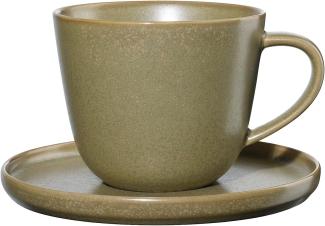 ASA Selection coppa miso Kaffeetasse mit Unterer, Kaffeebecher, Teetasse, Kaffee Tasse, Tee, Porzellan, Gelb, 250 ml, 19020194