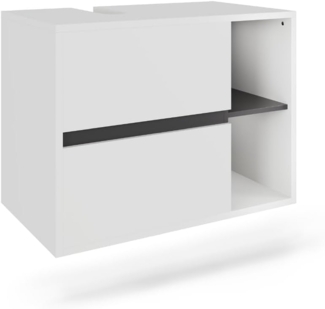 Waschbeckenunterschrank Viola Weiß/Grau 80 x 60 cm mit 2 Schubladen Vicco