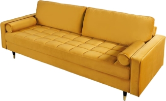 riess-ambiente 3-Sitzer COZY VELVET 220cm senfgelb / schwarz / gold, Einzelartikel 1 Teile, Wohnzimmer · Samt · Polster · Federkern · mit Kissen · Barock Design