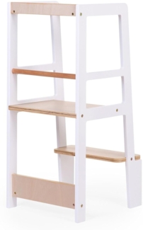 CHILDHOME, Beobachtungsturm Montessori, Lernturm für Kinder, sicher, 2 Höhen, ab 18 Monaten bis 100 kg, Naturweiß