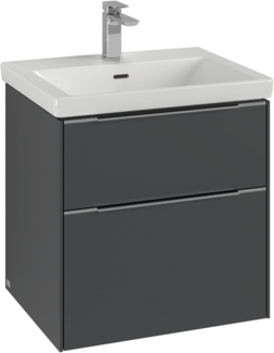 Villeroy & Boch Subway 3.0, 572 x 576 x 478 mm, Waschbeckenunterschrank, 2 Auszüge, C57802, Farbe: Front/Korpus: Brilliant White, Griff: Aluminium glänzend - C57800VE