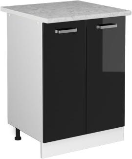 Vicco Küchenunterschrank R-Line, Schwarz Hochglanz/Weiß, 60 cm mit Arbeitsplatte