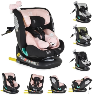 Moni Kindersitz Serengeti i-Size (40-150cm) Isofix, Kuscheltier, Nackenkissen rosa