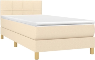 vidaXL Boxspringbett mit Matratze Creme 100x200 cm Stoff 3140598