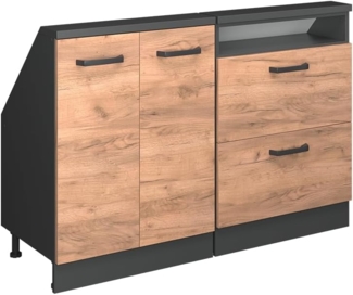 Vicco Kommode Rion, Anthrazit/Goldkraft Eiche, 2er Set