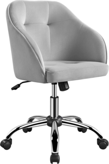 Yaheetech Homeoffice Stuhl, Schminkstuhl, höhenverstellbar Drehstuhl, SamtStuhl Schreibtischstuhl für Arbeitszimmer, Schlafzimmer, Atmungsaktiv Rollstuhl bis 136 KG belastbar Hellgrau
