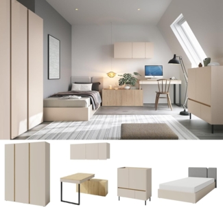 QMM TraumMöbel Jugendzimmer-Set komplett Laris Set C Schrank 3T, Schreibtisch, Bett 90/120x200