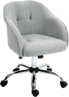 HOMCOM Bürostuhl höhenverstellbarer, mit Wippfunktion, Teddysamtoptik (ergonomisch Homeoffice Stuhl, 1 St), für Schlafzimmer, Arbeitszimmer, Grau