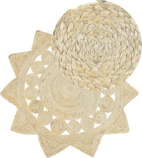 Teppich Jute beige ⌀ 120 cm Kurzflor zweiseitig ARABAN