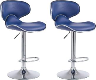 2er Set Barhocker Las Vegas V2 Kunstleder chrom, blau