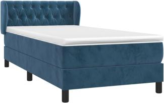 vidaXL Boxspringbett mit Matratze Dunkelblau 90x190 cm Samt 3127647