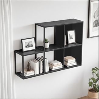 Wandregal Nostened 5er Set mit Rück- und Seitenwand Schwarz [en. casa]