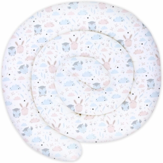 Totsy Baby XXL Bettschlange Bettkissen Stillkissen Bettrolle Bettkantenschutz Zierkissen Bettumrandung Schlange XL Handmade Hellgrau mit Eulen 300 cm Oeko-Tex-Zertifikat