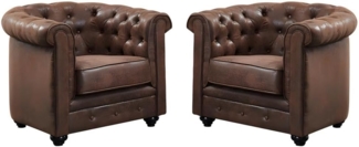 Vente-unique - Sessel 2er-Set - Microfaser - Vintage-Look - CHESTERFIELD