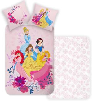 MTOnlinehandel Kinderbettwäsche Disney Prinzessin 135x200+80x80 cm, 100 % Baumwolle, Renforcé, 2 teilig, Princess Arielle, Cindarella, Belle, Rapunzel, Schneewittchen