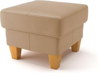 CAVADORE Stauraum-Hocker Ammerland / Polsterhocker im Landhaus-Stil mit Stauraum unter dem Deckel / 101 x 84 x 93 / Leder Beige