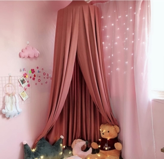 Betthimmel Babybett Baldachin Kinderzimmer Baumwolle Moskitonetz Kinderzimmer Schlafzimmer Spielzimmer Dekoration (Rote Bohnen paste)