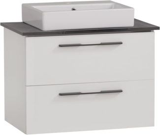 Schildmeyer Waschtisch Maxim 701861, eckiges Aufsatzbecken, weiß matt/Marmor Optik