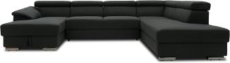 DOMO Collection David FK Wohnlandschaft, Sofa mit Rückenfunktion in U-Form, Couch mit Federkern und Funktion, Polsterecke, anthrazit, 166 x 337 x 232 cm