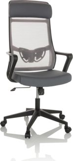 hjh OFFICE Schreibtischstuhl Bürostuhl NEKEO Stoff/Netzstoff ergonomischer Drehstuhl mit Lordosenstütze, Grau, 719234