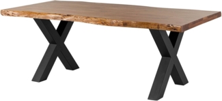 Massivmoebel24 Baumkantentisch FREEFORM (Baumtisch Akazie 180x90x77 Akazie natur / X-Beine anthrazit FREEFORM 5)