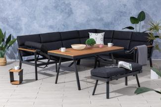 Gardissimo Dining-Ecklounge "Nabari" inkl. Ecksofa, Bank, Tisch und Kissen, anthrazit / braun, ohne Sessel,rechts