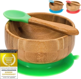all Kids United Schüssel Kinder Breischüssel mit Saugnapf, Bambus, (Baby Müslischale), Breischale