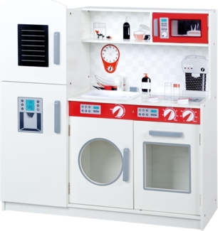 roba Spielküche - Kühlschrank - Tafel - Herd - Mikrowelle - Spüle - Wasserhahn - Weiß / Rot